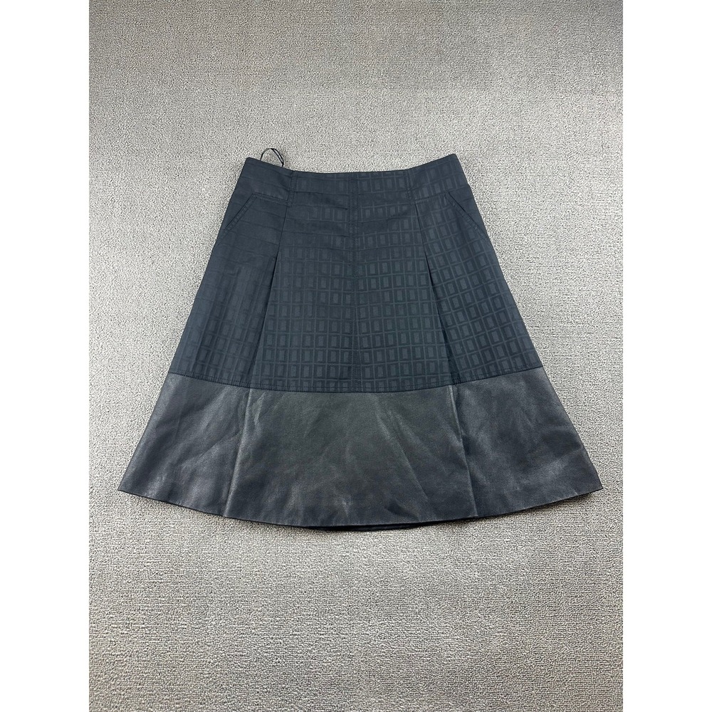 Karen Millen Skirt Women 10 Black A-Line Geometric Fauxβ Leather Office Workwear